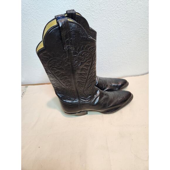Pardavale‎ Slim Cowboy Boots Men’s 9B Black Leather Handmade Mexico Western